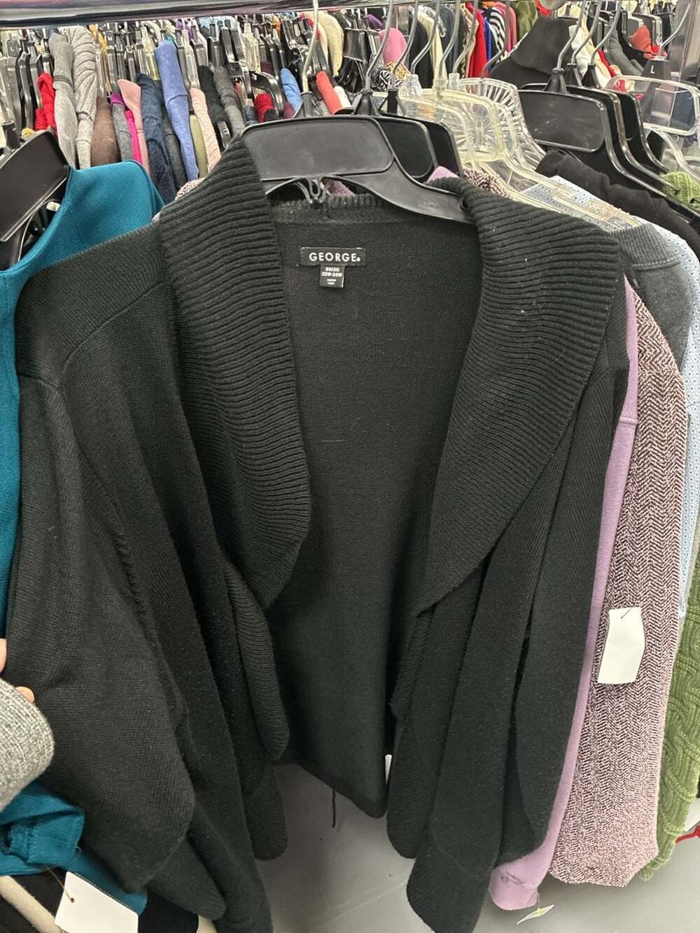 George Open Front Cardigan Size 3X(22W-24W) Black Shawl Collar